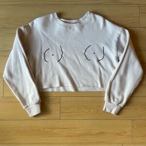 Cream Boobies Crop Sweater